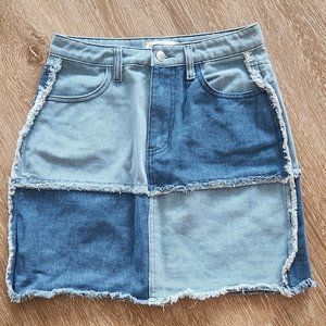 NWT Peach Love Denim Squares Skirt